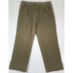 Vintage Pleated Corduroy Pants Men 40x32 Corbin Brown 100% Cotton Academia 90s